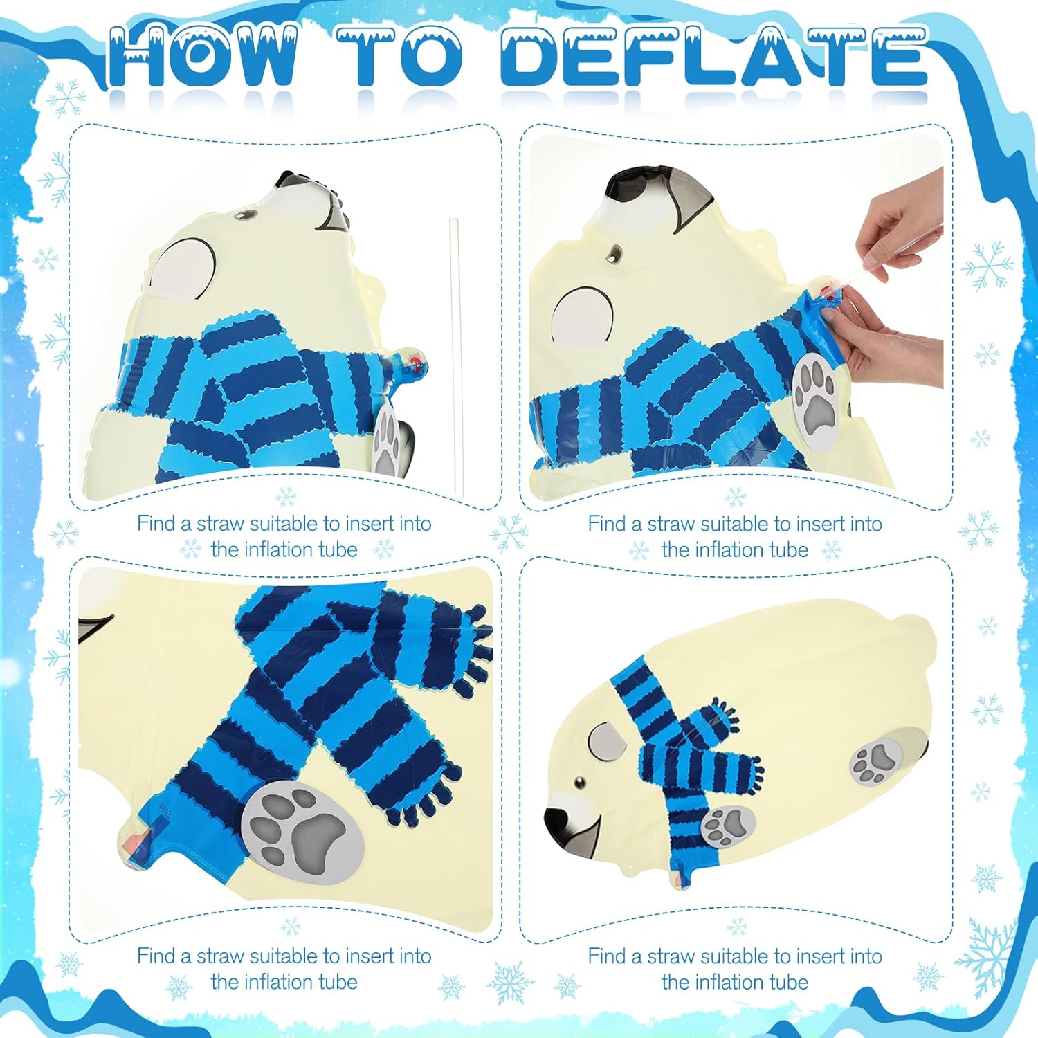 6pcs Winter Polar Bear Party Supplies Includes White Arctic Walking Polar Bear Balloons Ice Tablecloth Inflatable Balloons Decorations for Birthday - Image 5