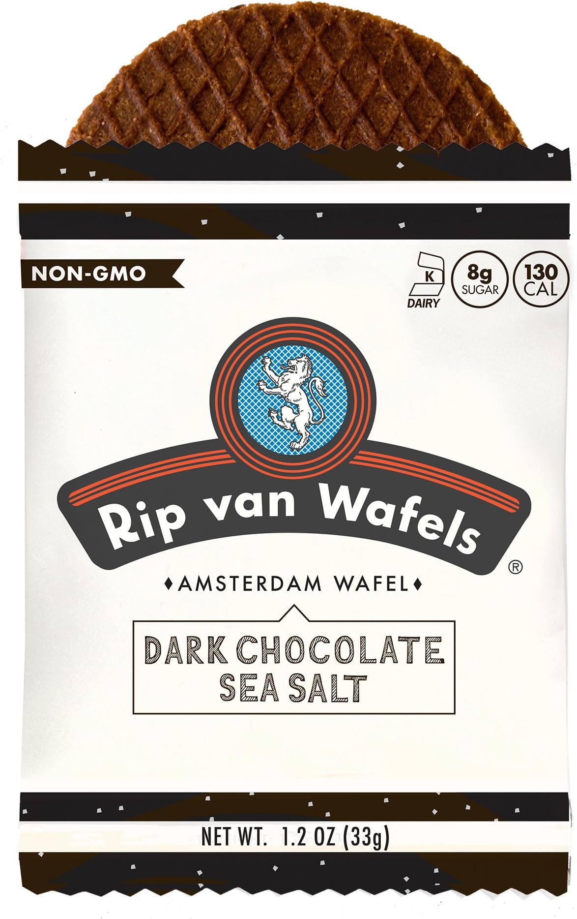 Rip van Wafels Snack Wafels, Dark Chocolate and Sea Salt, 1.2oz, 16 Count