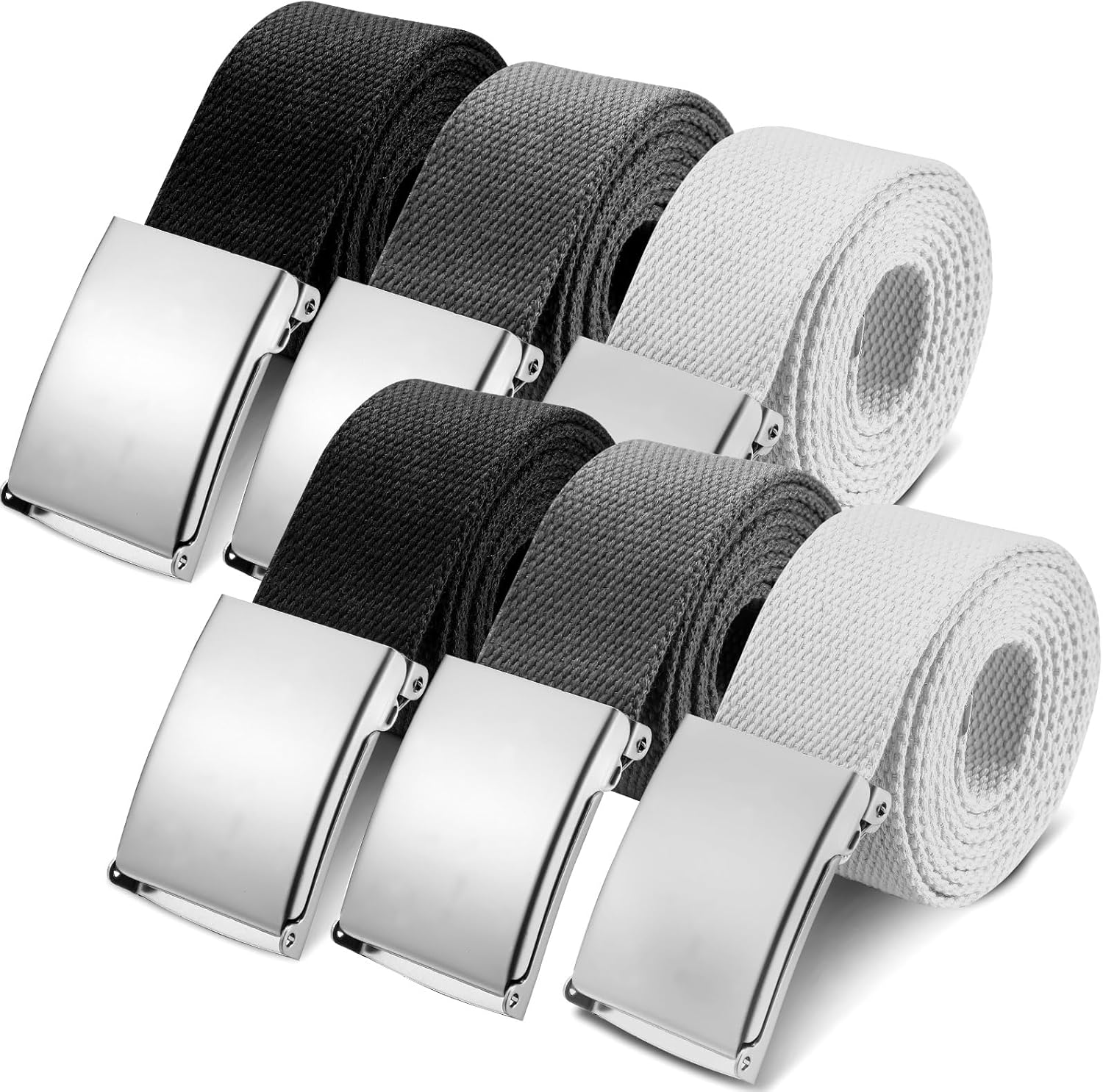 Geyoga 6 Pack Golf Belts for Men Men's Golf Web Belt Nylon Web Belt Size up to 55" Adjustable Solid Nylon Belt