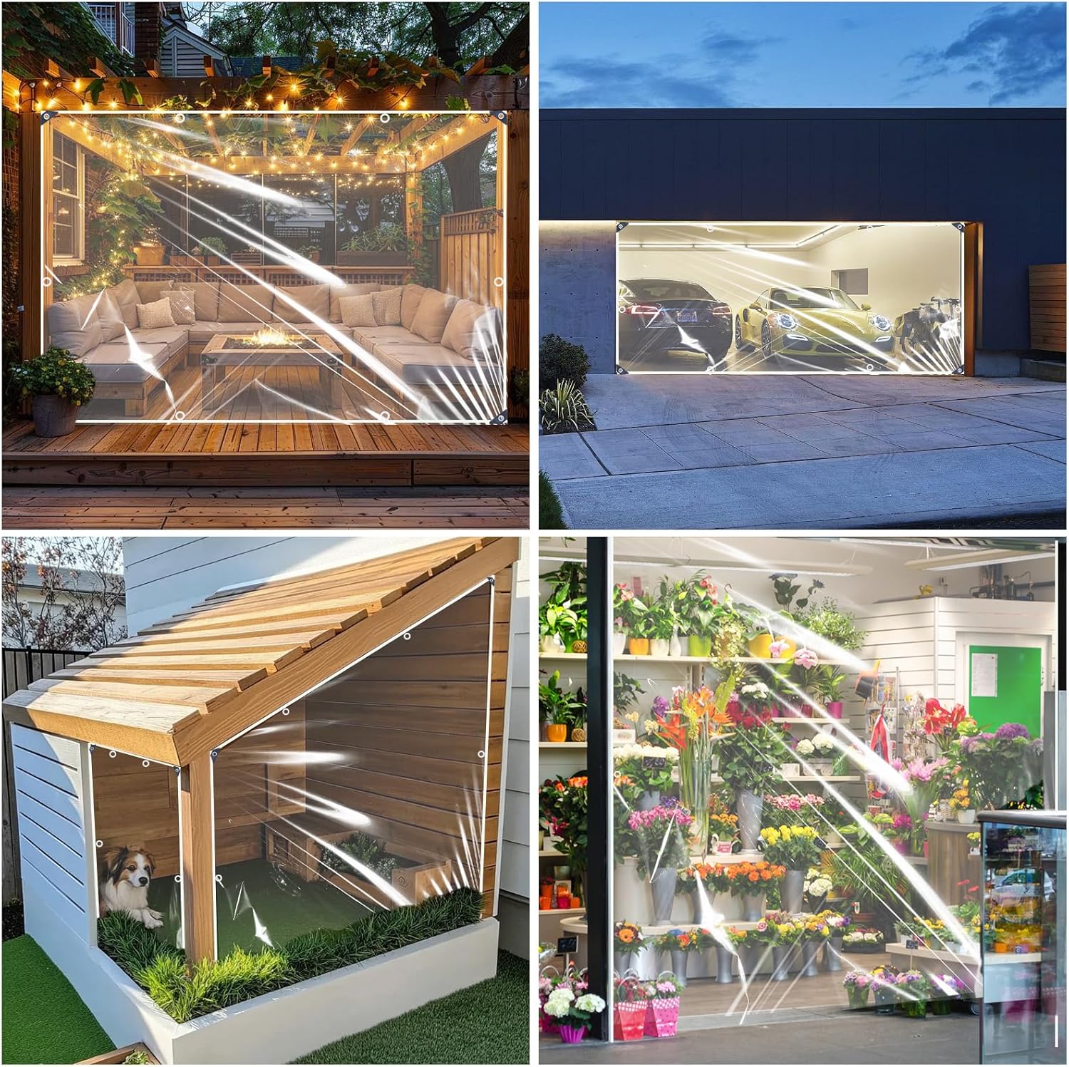 8x10ft Clear Plastic Tarps Heavy Duty Waterproof, 14 Mil PVC Vinyl Clear Tarps with Grommets, Winter Pation Porch Enclosure Panel, Transparent Rainproof Canopy Fabric for Outdoor Porche, Chicken Coops