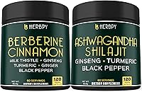 Vista 1 de Paquete de berberina HCl 7 en 1 y Ashwagandha Shilajit 5 en 1: mejora la salud inmunológica, la salud digestiva, la relajación y la salud del corazón