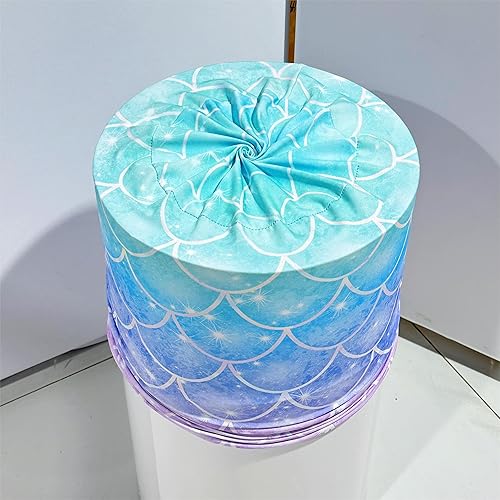 Miniatura 3 de ittsmnt Cubiertas de zócalo cilíndrico bajo el agua, cubiertas de pedestal de Sirenita con purpurina, escamas azules y moradas, baby shower, fiesta