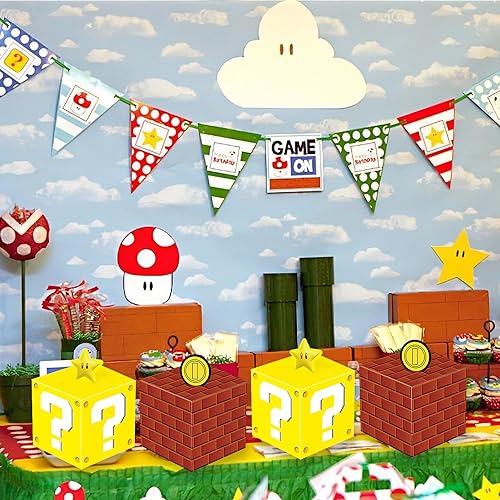 Miniatura 3 de YOPENMOUNE Mario Party Treat Box 24 bolsas de regalo de bloques de ladrillos para videojuegos, suministros de decoración de regalos de fiesta
