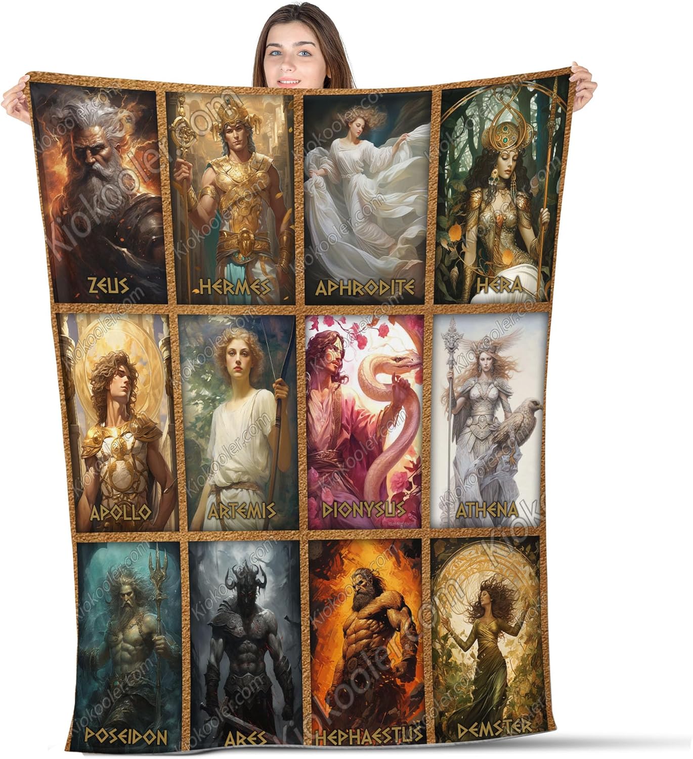 Twelve Olympians Greek Mythology Throw Quilts Blanket, Multicolor, Fleece, Throw Blanket, 30x40, 50x60, 60x80, All Seasons, Machine Washable
