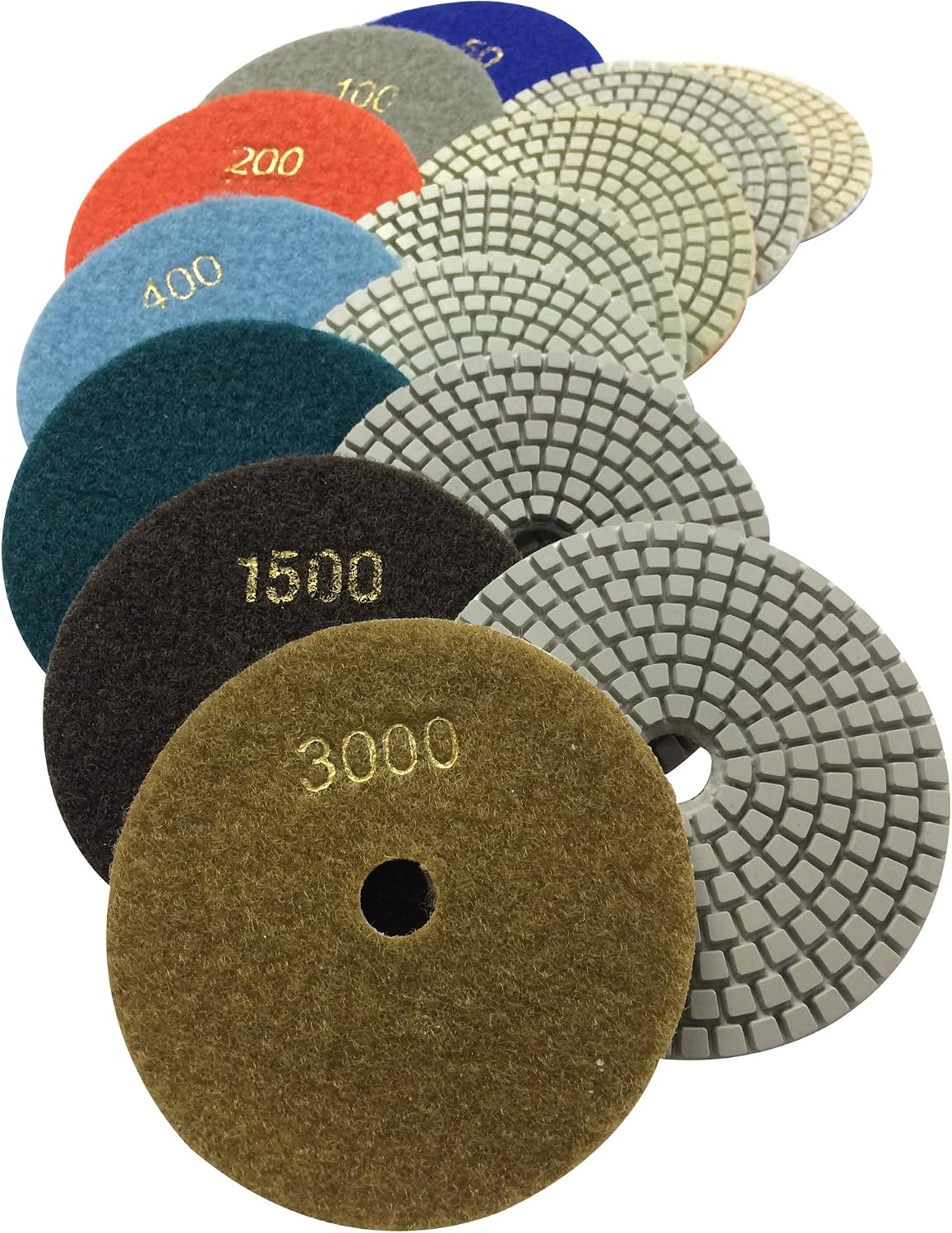 7pcs Wet Diamond Polishing Pads 10cm for Marble Granite