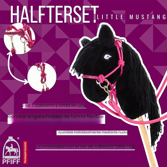 Foto 8 de 8 de PFIFF 103130 Hobby Horse Little Mustang - Juego de Cabestro con riendas (Ajustable), Color Azul