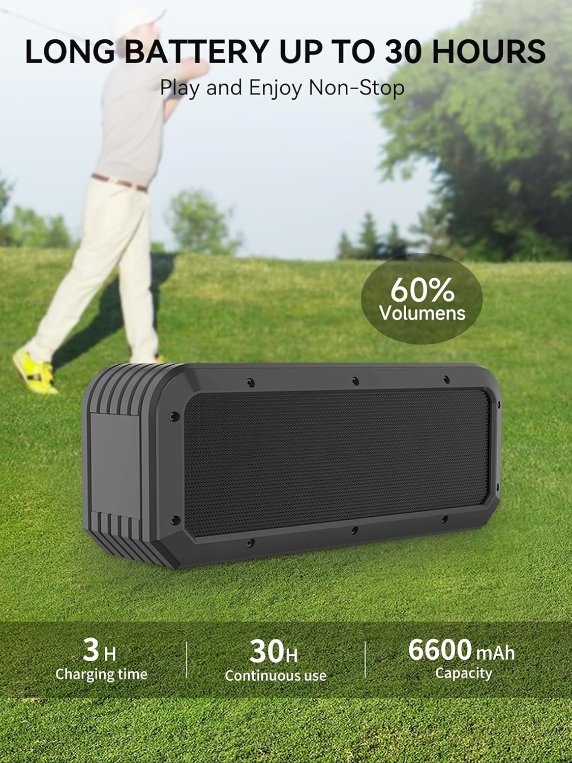 Magnetic Golf Speaker, Golf Cart Speakers Bluetooth - 40w Loud Bluetooth Speaker, Portable IPX7 Waterproof, Deep Bass, EQ, TWS, 30H Battery - Golf Accessories for Men - Image 7
