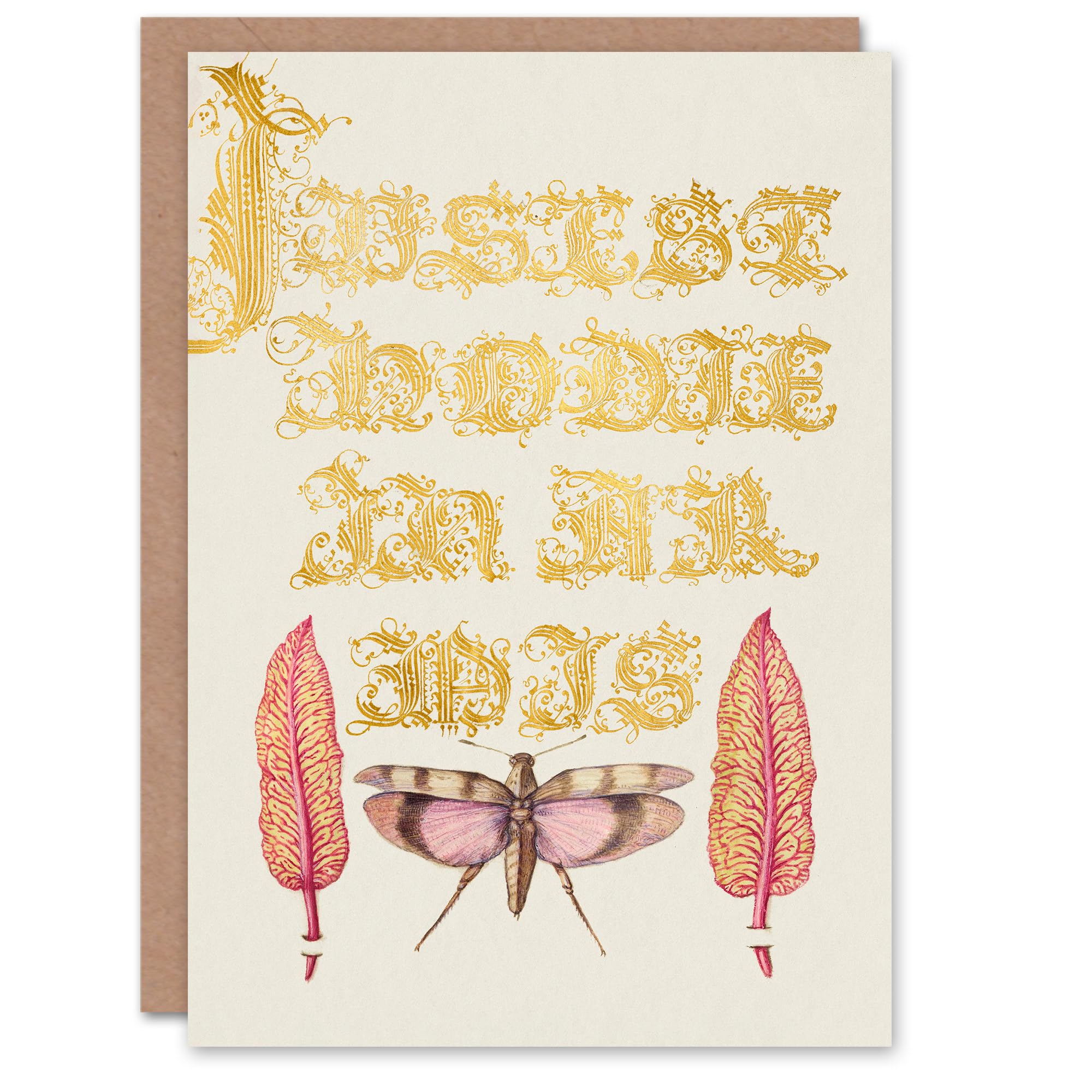 Artery8 Model Book of Calligraphy Art Card Chard and Red Winged Grasshopper