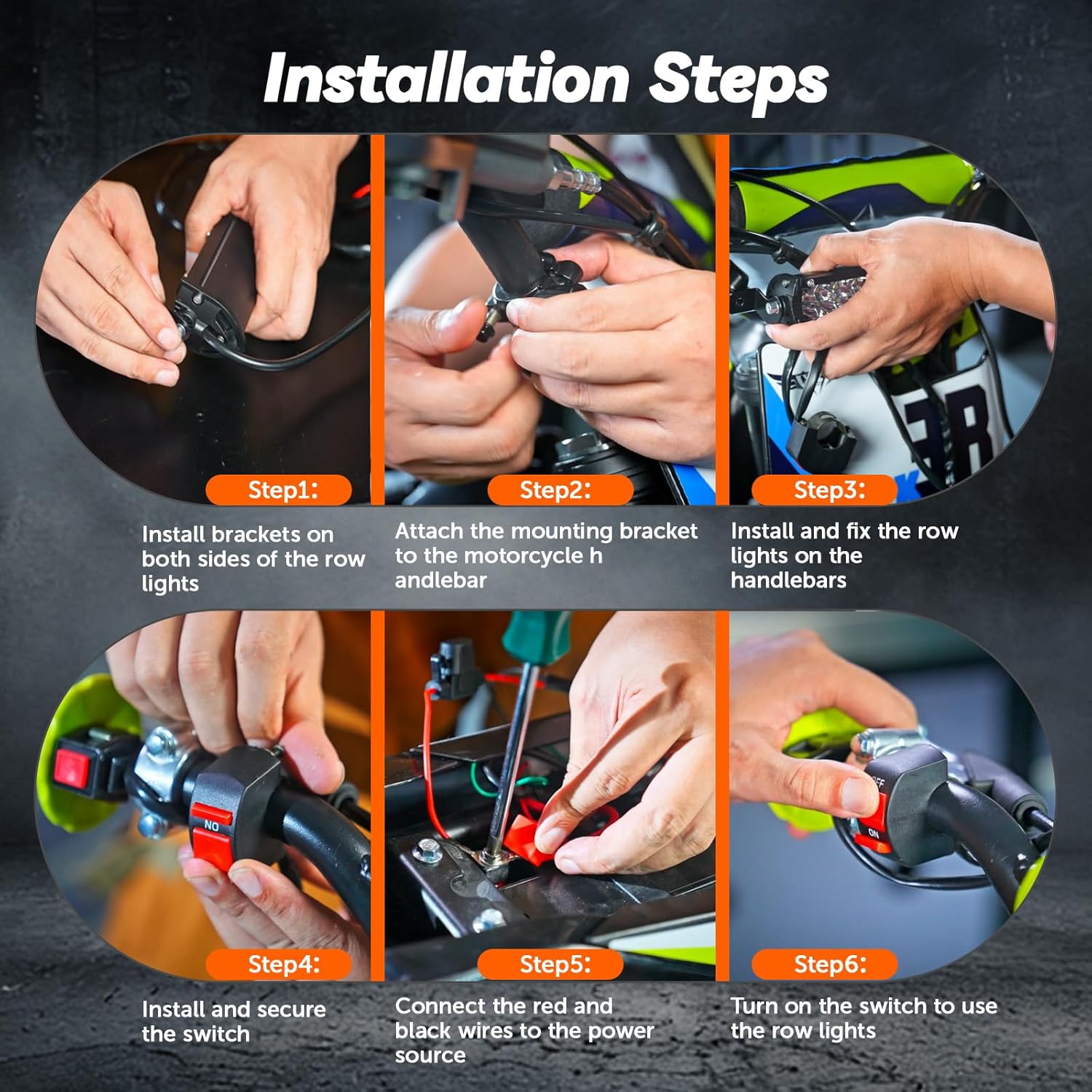 Dirt Bike Light Bar,Headlight Led Light Bar Lightbar Plug-Play 60W 4200LM with Mounting Brackets and Switch Universal for 7/8” Handlebars KLX110 140 CRF110 YZ TTR DRZ All Most Off Road Dirt Pit Bike