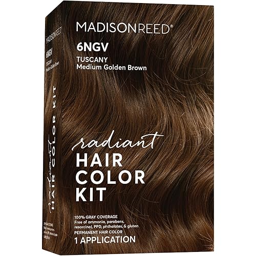 Madison Reed Radiant Hair Color Kit - 6NGV Medium Golden Brown (Tuscany Brown), Dimensional Gray Hair Blending Permanent Hair Dye, PPD-Free & Ammonia-Free, 1 Pack