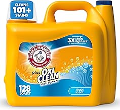 ARM & HAMMER Plus OxiClean Stain Fighters Liquid Laundry Detergent, Fresh Scent, 166.5 fl oz, 128 Loads