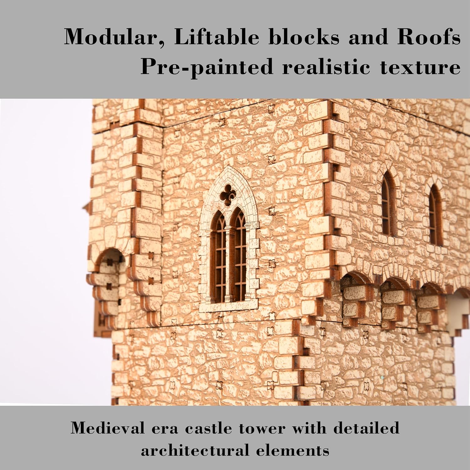 The Great Tower P- Medieval Castle - DIY Wooden Building Kit Crafts for Adults, Puzzle Wood Model Kit - Laser Cut Wooden Puzzle Architecture & Engineering Assembly Set - Hobby building kit - Realistic image 4