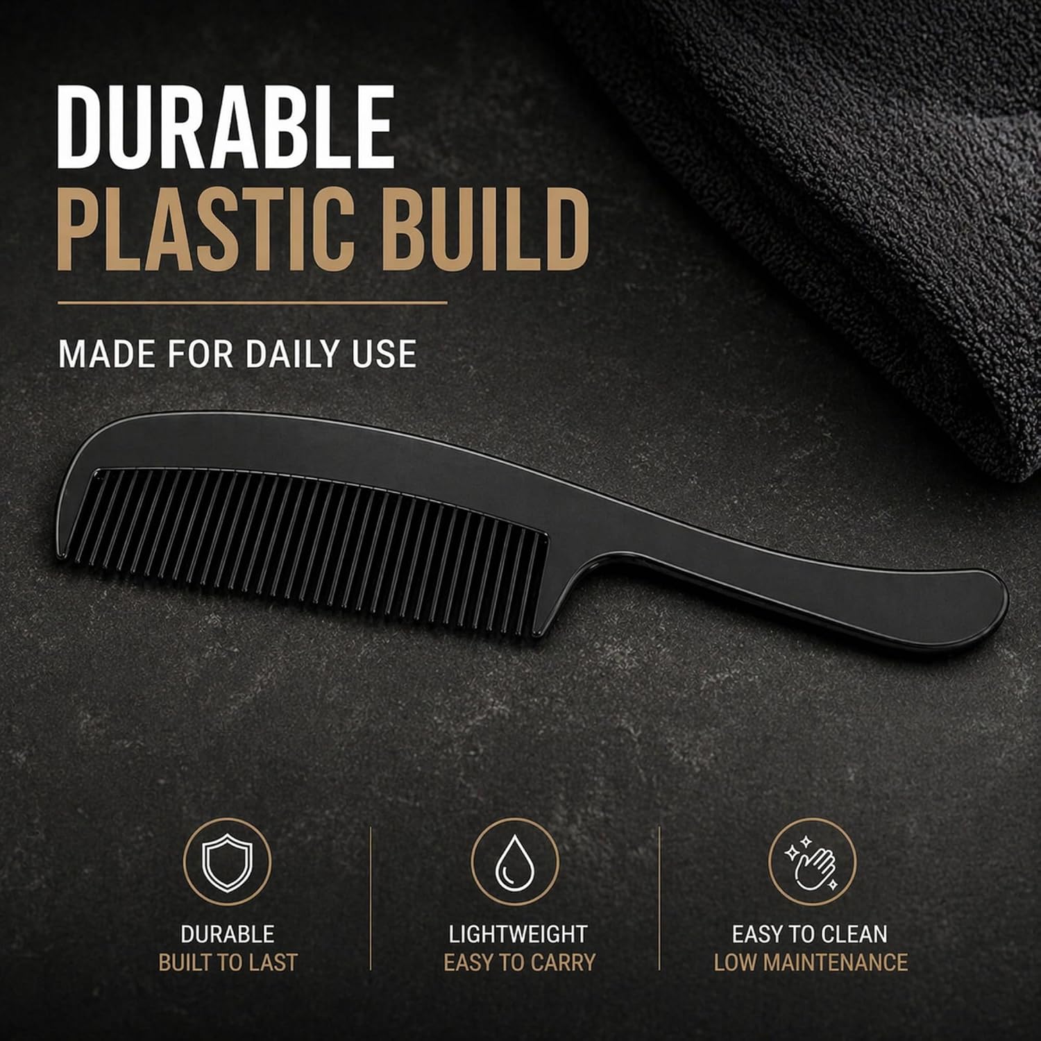 GENTS Mustache & Beard Comb or Fine Tooth Black Comb for Men Travel Comb 4.7" Pocket Size Fine Tooth Plastic Comb for Grooming, Styling & Daily Use (2 Pack, 4.7 Inches, Black)