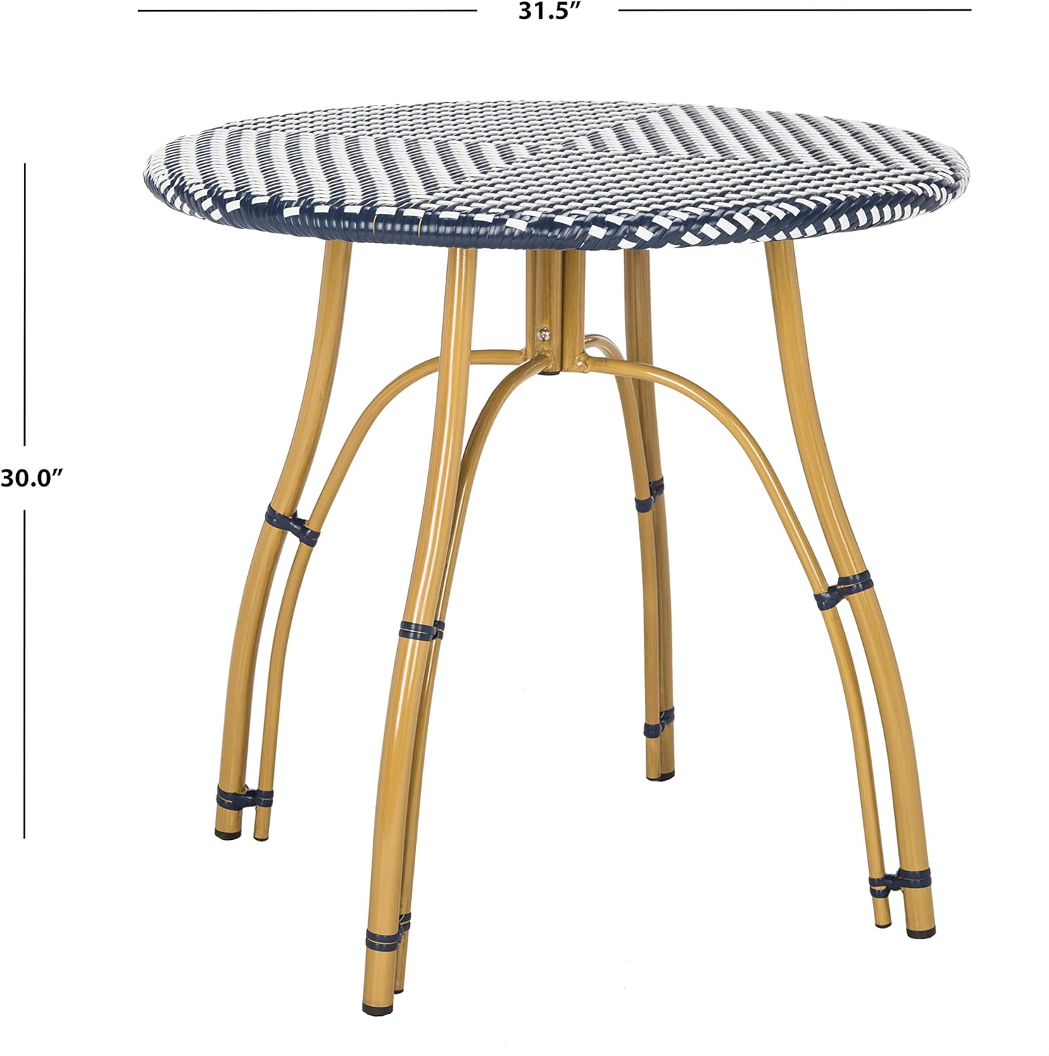 Safavieh PAT4011A Outdoor Collection Kylie Navy and White Rattan Bistro Table