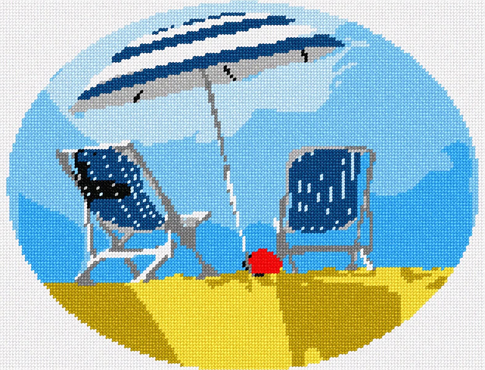 Pepita Needlepoint kit: Beach Chairs Umbrella Ball, 12