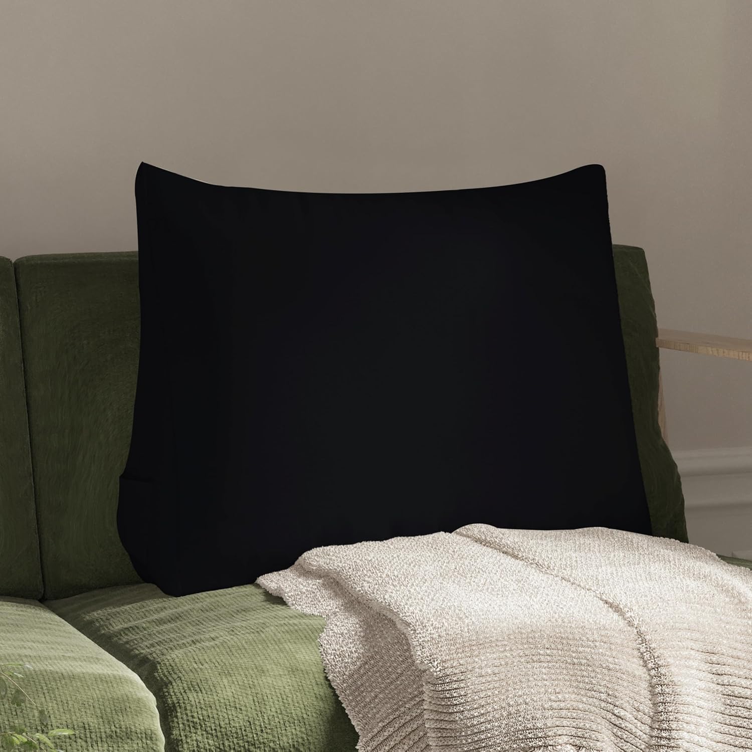 WOWMAX Back Pillow for Bed Sitting up-Bed Wedge Pillow Back Support Pillows for Bed & Sofa Couch, 85% Linen 15% Cotton Blend, Black