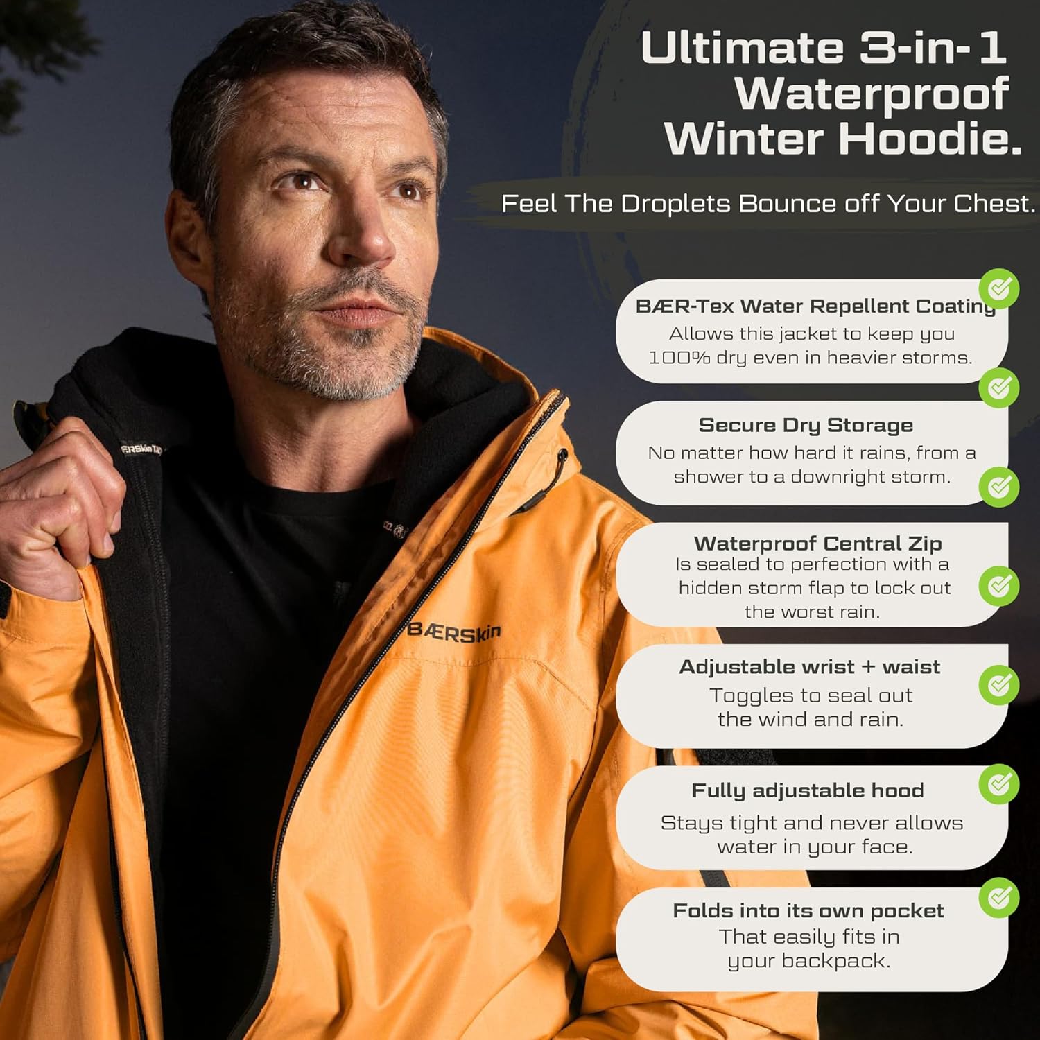 BÆRSkin Heavy-Storm Waterproof Rain Jacket 2.0