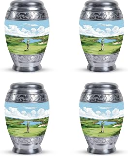 Serene Golf Course Panorama - Urn Charms for Ashes - Classic Urns - 3 Inch - Pack of 4 - Urn for Burial - Cremation Urn Human Ashes - Decorative Urns for Human Ashes - Keepsake Urns for Ashes