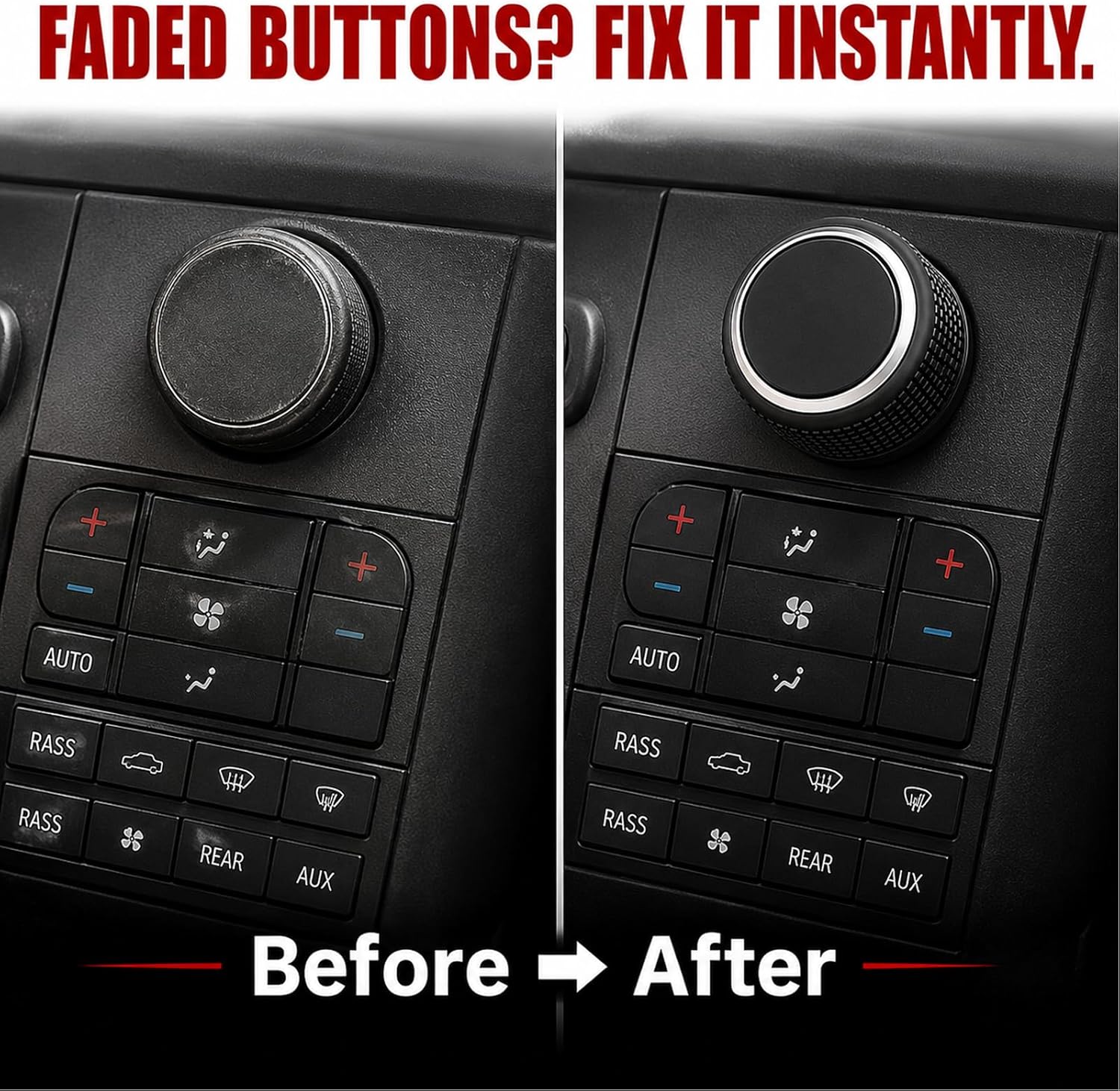 Car Rear Radio Replacement Knobs Compatible with 2007-2013 Chevy Tahoe Chev-rolet Silverado GMC Acadia Sierra Escalade Buick Enclave Yukon Cadillac-Audio Volume Control Knob Replacements GM 22912547