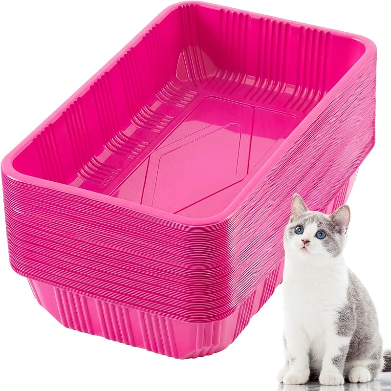 Caixa de Areia Descartável para Gatos em PET Rose Red Tessco for you – Pacote com 60