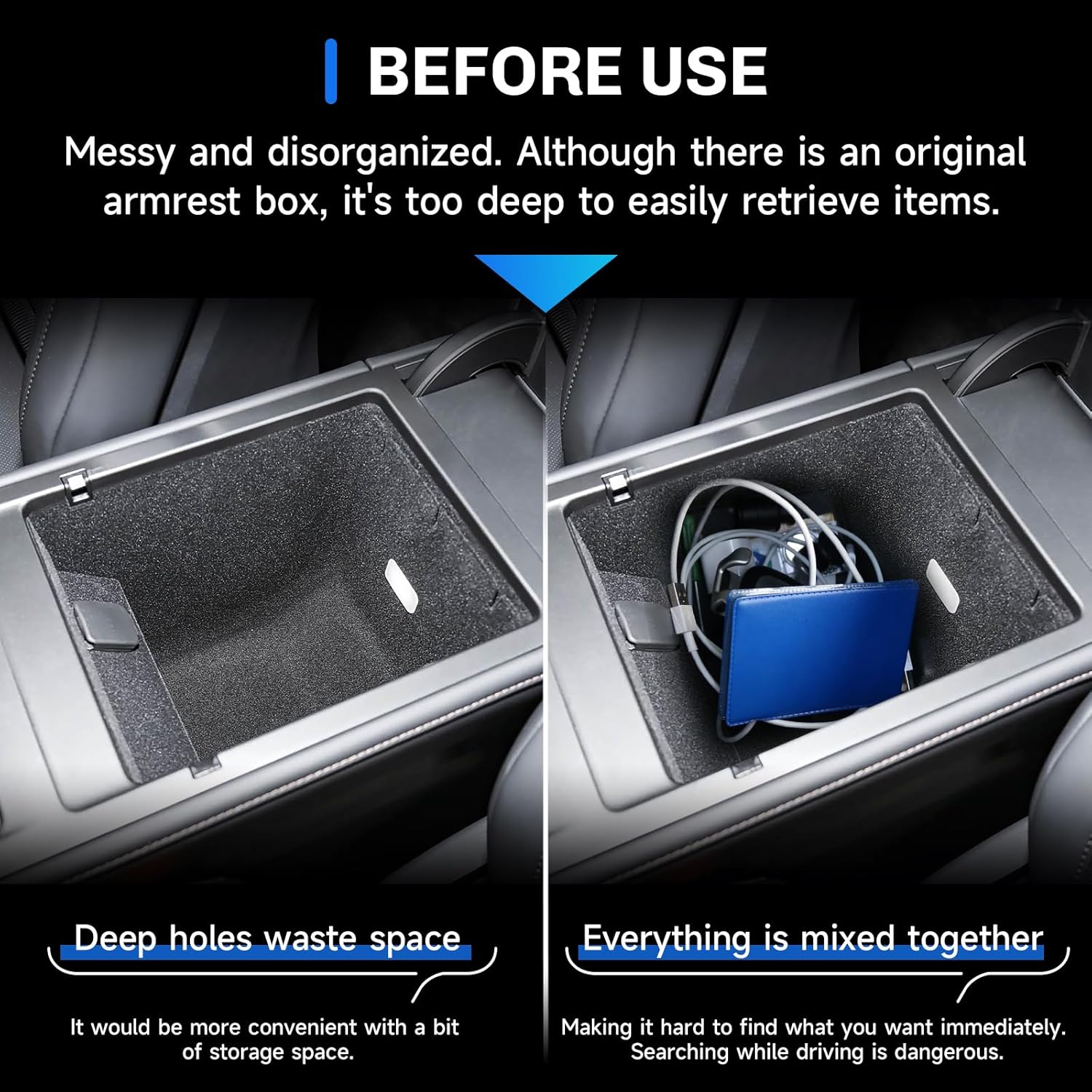 SXCY 2PCS Tray for 2024-2026 Lincoln Nautilus Center Console Organizer for 2025 2026 Lincoln Nautilus Accessories [TPE Under Console Tray+Armrest Under Organizer] 2024-2026 Nautilus Armrest Organizer