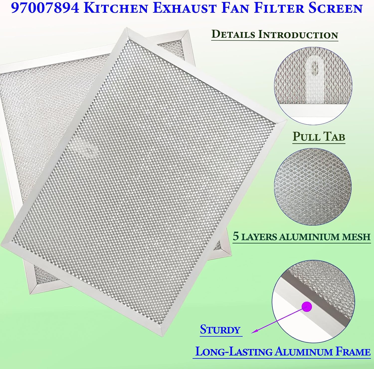 2-Pack upgraded Stove Hood Vent Filters 97007894 kitchen vent hood filter 9.9" x 11.7" Fit's Bro-an Range Hood Filter Replacement and Nutone Kitchen Exhaust Fan Filter Screen