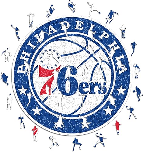 Iconic Puzzles - Philadelphia 76ers, Logo, Puzzle de Madera con Licencia Oficial