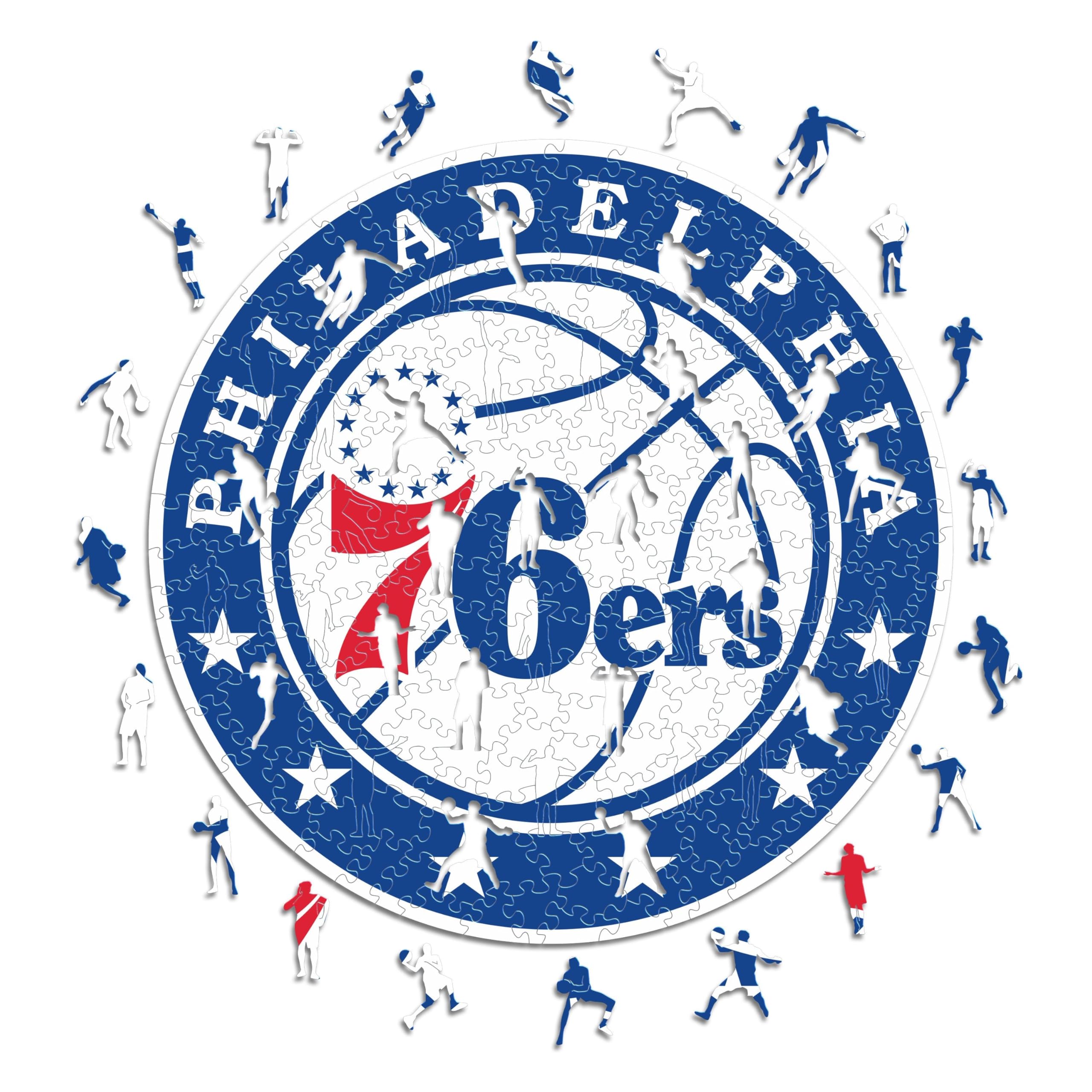 Iconic Puzzles - Philadelphia 76ers, Logo, Wooden Puzzle officially licensed NBA, 100% sustainable, size L, 500 Pcs
