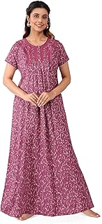 BellaMora Nighty| Nighty for Women Stylish| Alpine Nighty for Women| Night Gown for Women Stylish| Artisanal Embroidery Wo... Price In India