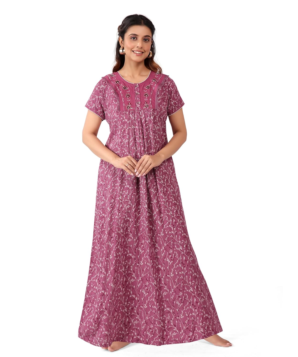 BellaMora Nighty| Nighty for Women Stylish| Alpine Nighty for Women| Night Gown for Women Stylish| Artisanal Embroidery Wo... - Review, Price and Buying Guide