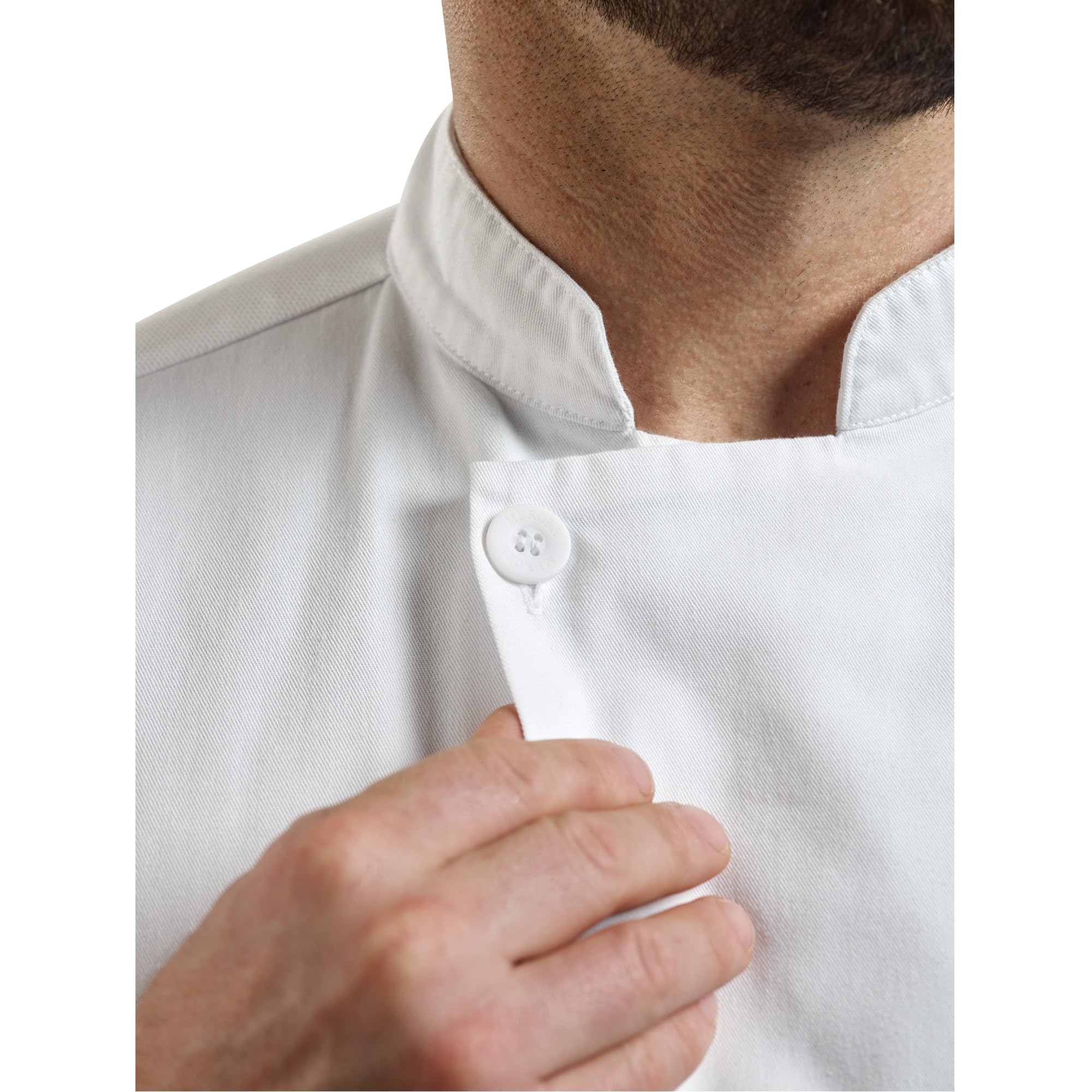 Mercer Culinary Millennia Air Herren-Kochjacke, kurzärmelig, mit Netzrücken, Größe L, Schwarz