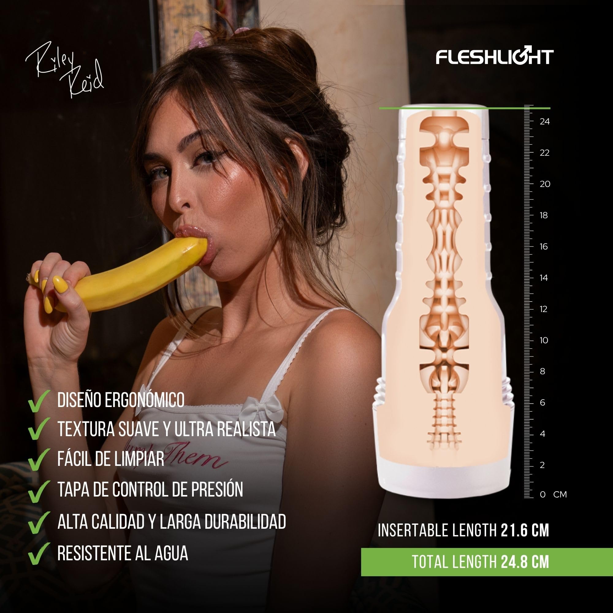 Fleshlight Riley Reid Insomnia (Mouth) Masturbador Masculino Experiencia Real Superskin