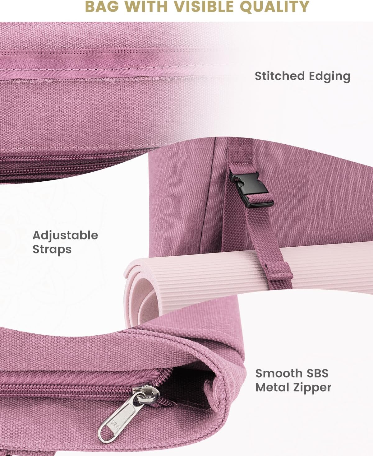 Gonex Yoga Mat Bag, Yoga Gym Bag Tote Bag with Multi Pockets For Women Men, Canvas Yoga Mat Carrier Take in Out Mat Easily For Pilates Travel Workout Office - Image 4