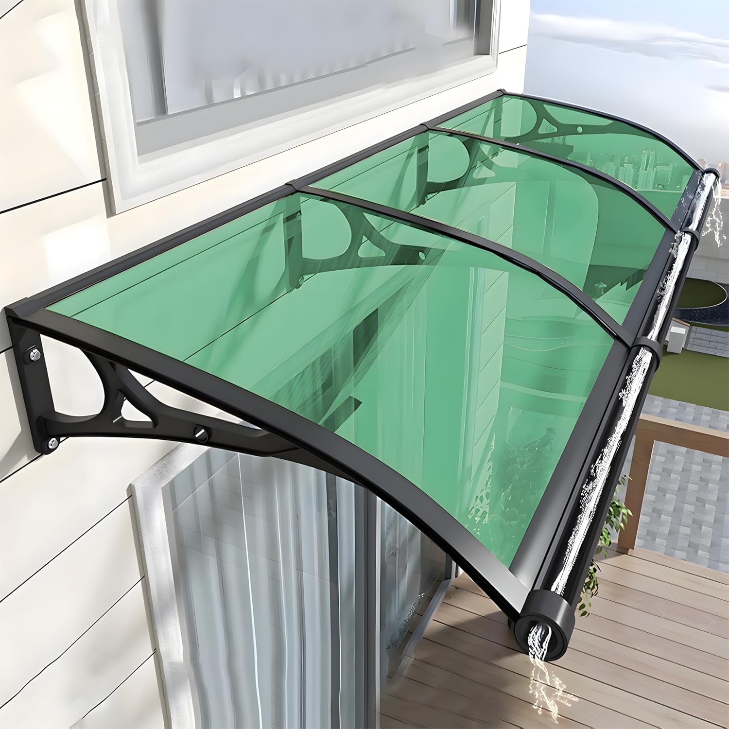 Outdoor Window and Door Awning Canopy with Aluminum Bracket - UV Rain and Snow Protection -Patio Canopy for Front Door and Window - Weather-Resistant Awning Cover