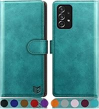 SUANPOT for Samsung Galaxy A53 5G case with [Credit Card Holder][RFID Blocking],PU Leather Flip Book Protective Cover Women Men for Samsung A53 5G Phone case Blue Green