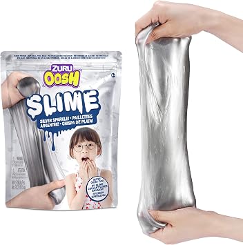 Oosh Slime Large Foilbag 800g Silver by ZURU, Gooey Slime and Epic Stretchy Slime for Girls and for Kids