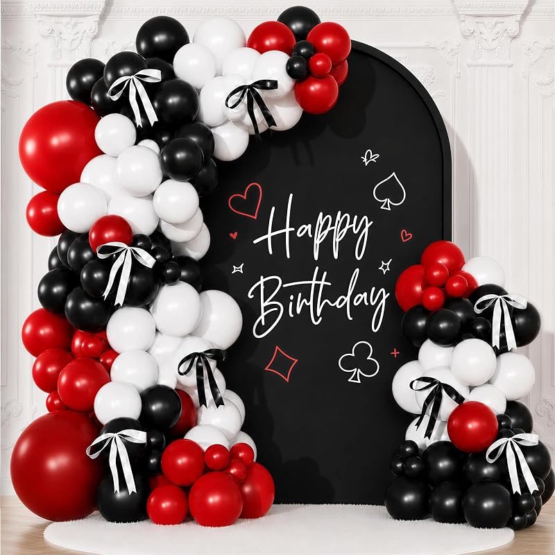 NUTTYBASH Casino Balloon Arch Kit in Red Black White