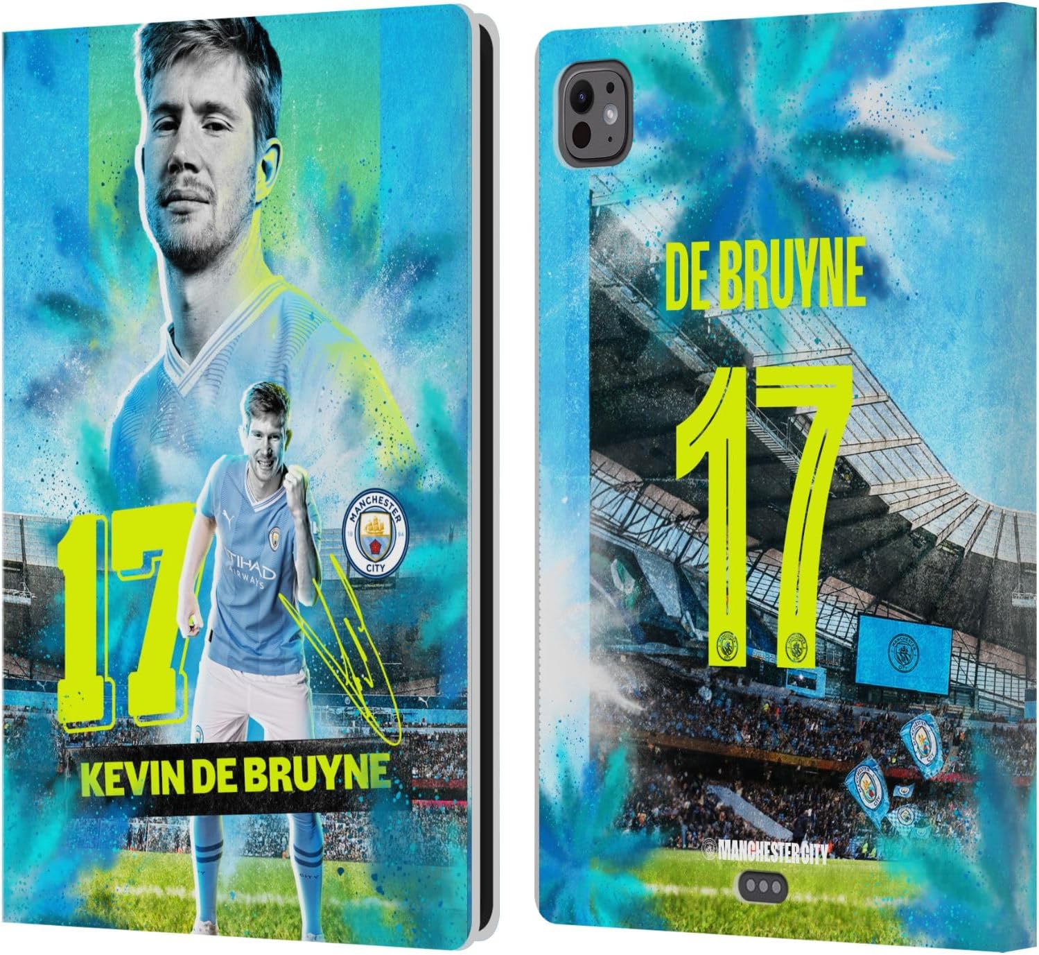 Head Case Designs Officially Licensed Manchester City Man City FC Kevin De Bruyne 2023/24 First Team Leather Wallet Case Compatible with Apple iPad Pro 11 M4 2024