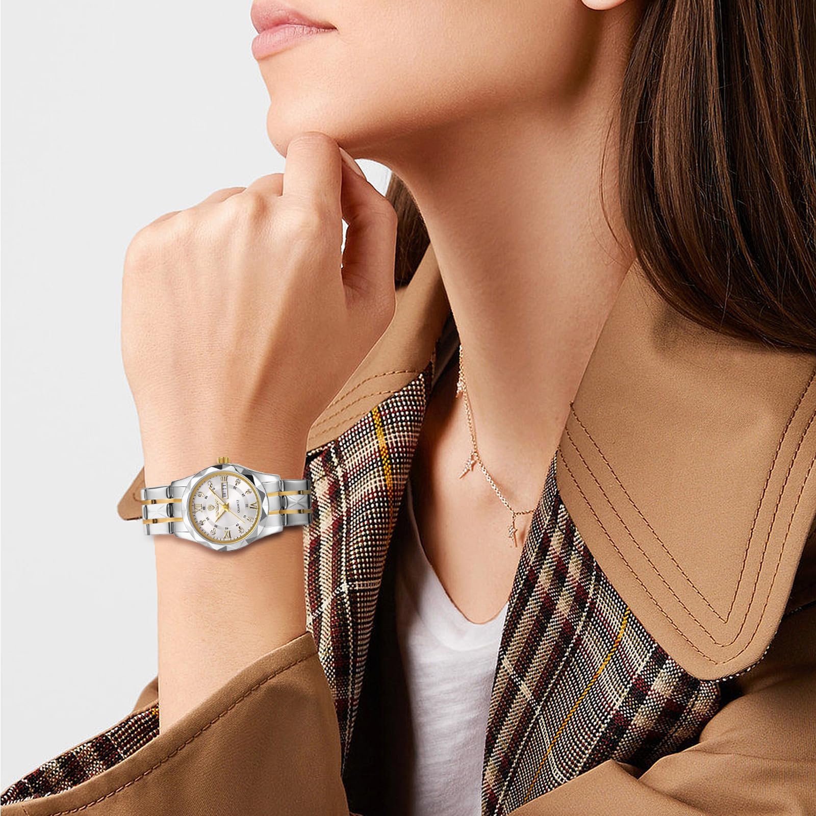 JewelryWe Uhren Herren Damen Analog Quarz Armbanduhr 30m Wasserdicht Edelstahl Armband Geschäfts Beiläufige Uhr mit Leuchtend Zeiger und Uhrenwerkzeug, Verschiedene Modelle