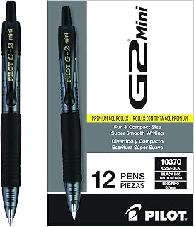 Pilot, G2 Mini Premium Rolling Ball Gel Pens, Fine Point 0.7mm, Black, Pack of 12