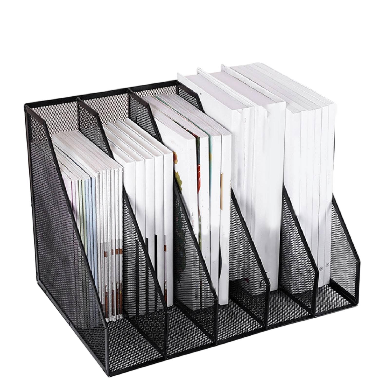 Organizador de archivos de 5 secciones para escritorio, organizador de papel vertical