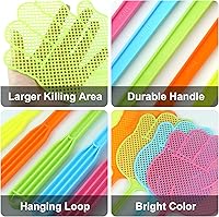 Vista 5 de Dirza Matamoscas manual para aplastarlas, control de plagas - mango largo - más grueso, peso hasta 1.09 onzas/cada uno - duradero - colorido