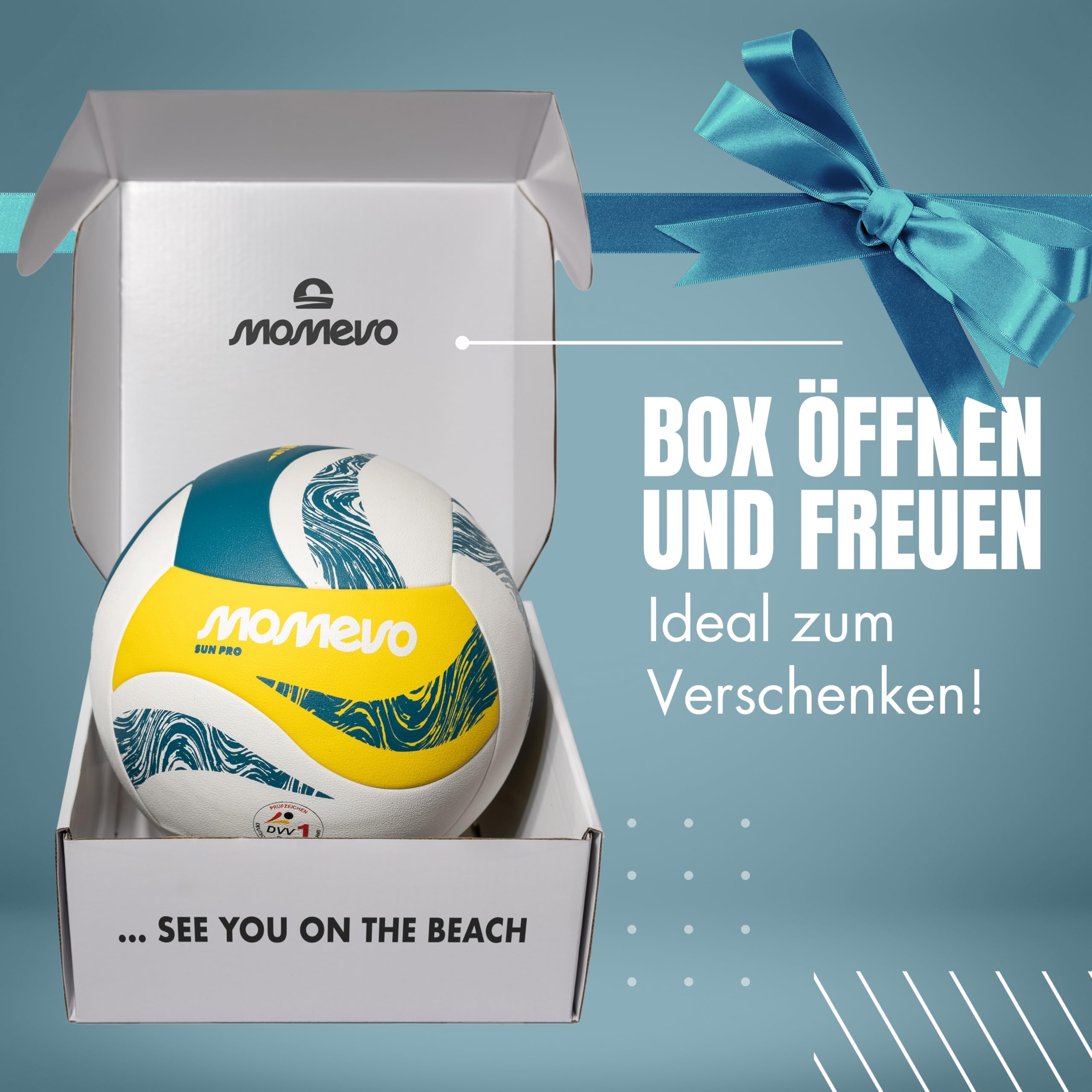 SunPro Offizieller Beachvolleyball, DVV Zertifiziert, offizielle Größe 5, weiche Mikrofaser PU Oberfläche - für Outdoor Sandsport Strandsport Geschenk