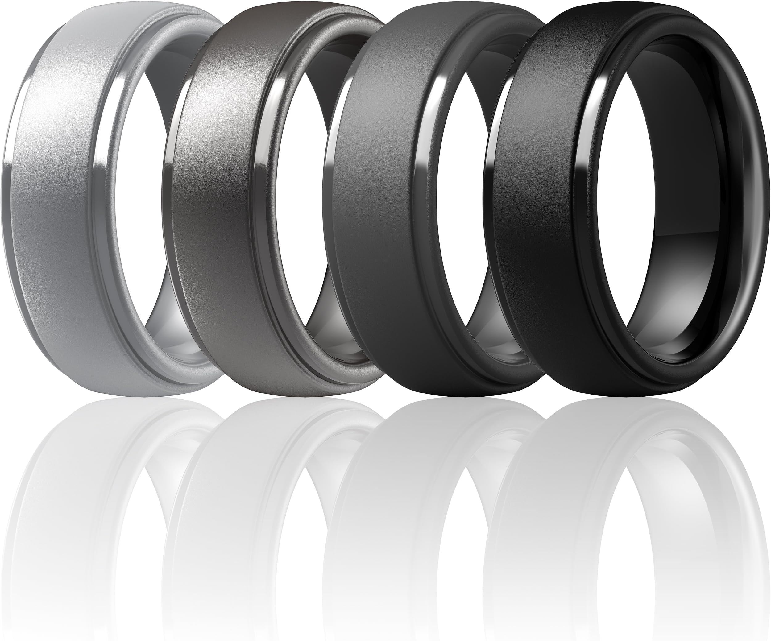 ThunderFit Silicone Rings for Men, Step Edge Rubber Wedding Bands 10mm Wide