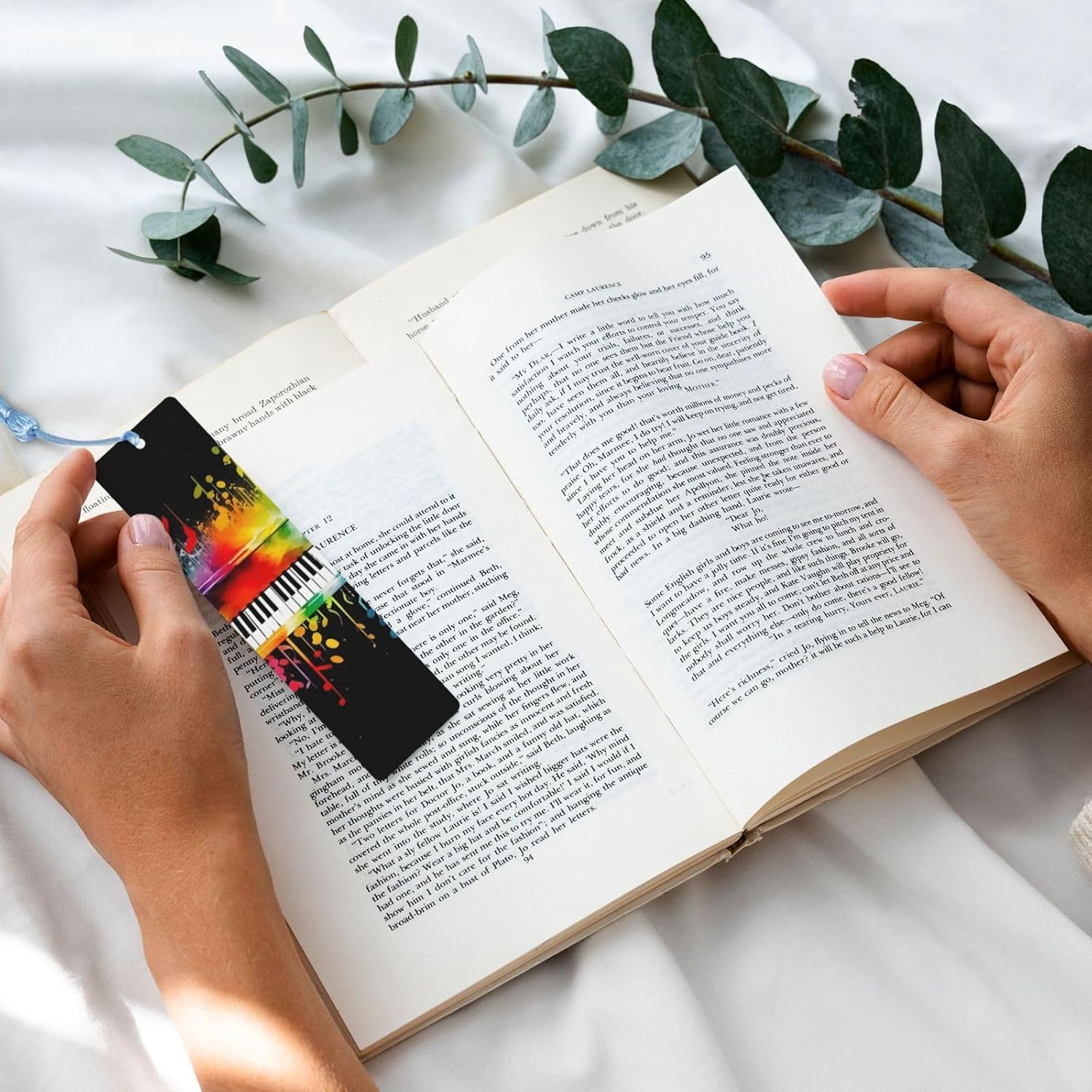 Wooden Bookmark for Men Women Novelty Gag Bookmark for Book Lovers Unique Handmade Book Marks with Tassel Pendant Craft Colorful Piano Keyboard Music Note Book Marks Accessories image 4