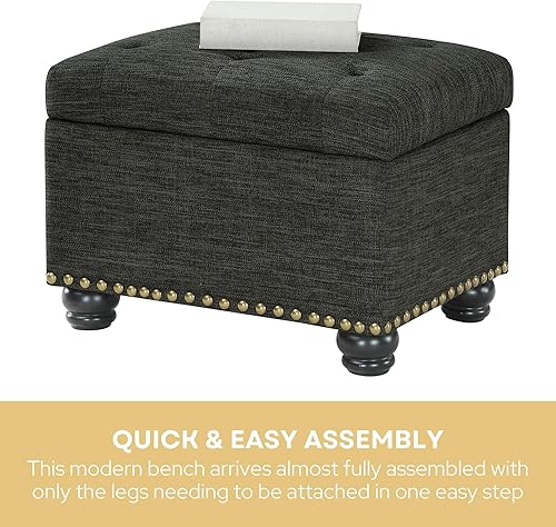 Miniatura 9 de Convenience Concepts Designs4Comfort Otomano de almacenamiento, Madera, Gris