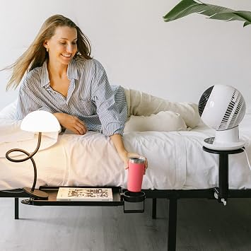 BedShelfie 3-Pack Black Flexfit, Shroommate, FanShelfie - Bedside Shelf Organizer with Shroommate Clip On Light and Fanshelfie Fan Holder, Lofted and Bunk Bed, College Dorm Room Essentials