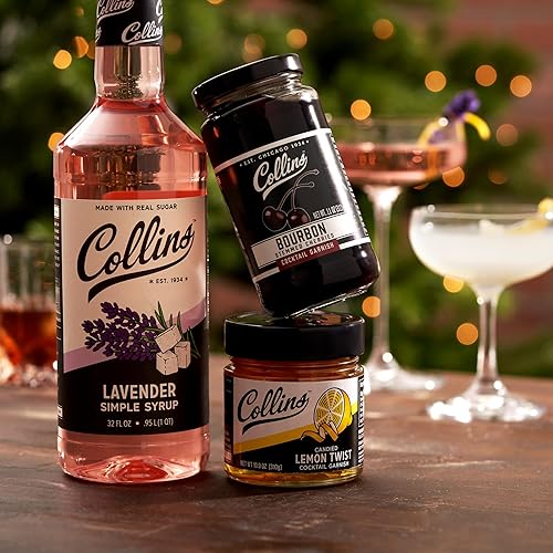 Miniatura 8 de Collins Cerezas de cóctel Bourbon - Guarnición de bebidas para cócteles y postres de Manhattan o antiguos, hecho con whisky galardonado, tarro