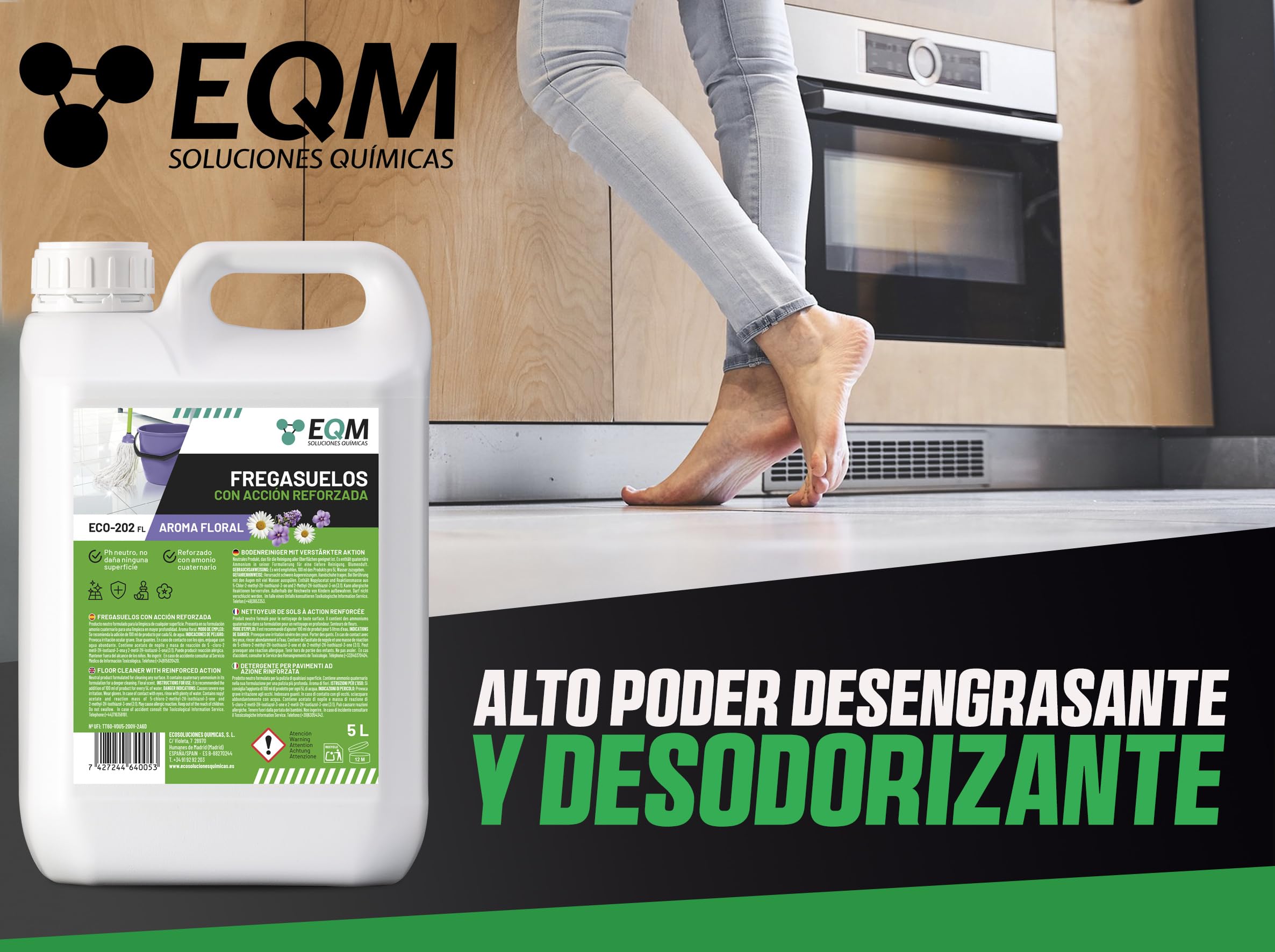 EQM ECO-202 Fregasuelos 5L Desengrasante Desodorizante