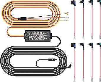 Pelsee Dash Cam Hardwire Kit, Full Set Hard Wire Kit Fuse for P1 Duo Dash Cam Only, 12V-24V to 5V Car Dash Camera Charger Power Cord, 4 Fuse Cable and Installation Tool